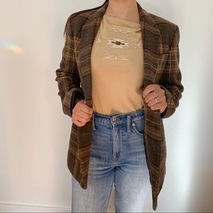 Ralph Lauren plaid wool blazer w/ elbow patches